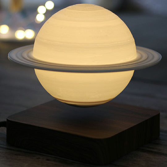 Planet Night Lamp: 3D Printed Digital Design, Creative Plastic, 1-Light, White Table Light for Kids Bedroom
