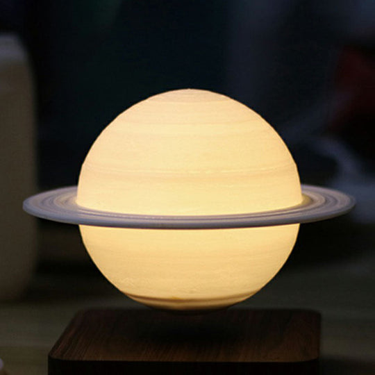 Planet Night Lamp: 3D Printed Digital Design, Creative Plastic, 1-Light, White Table Light for Kids Bedroom