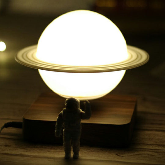 Planet Night Lamp: 3D Printed Digital Design, Creative Plastic, 1-Light, White Table Light for Kids Bedroom