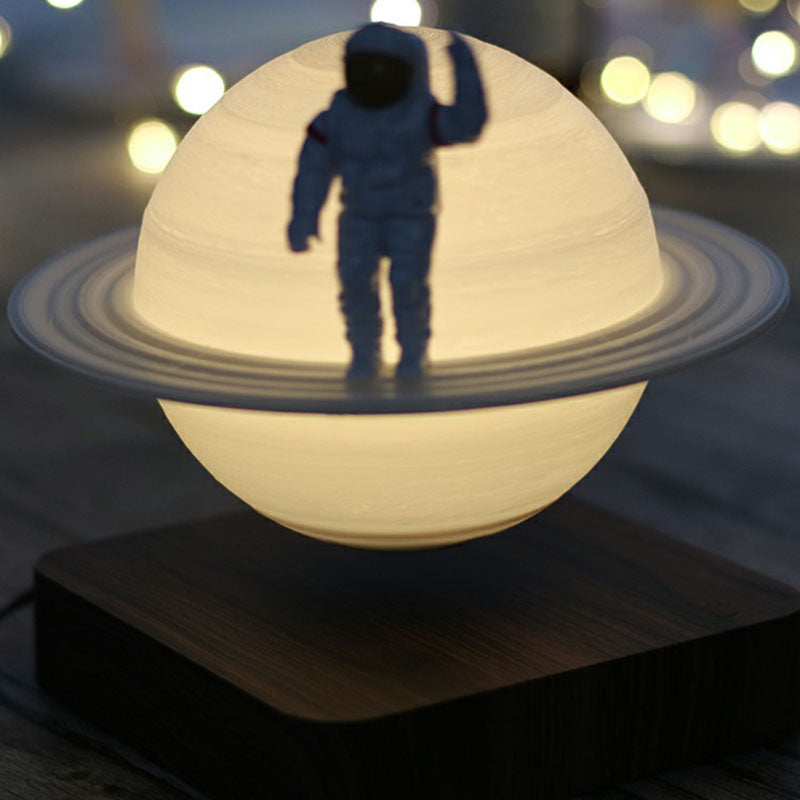 Planet Night Lamp: 3D Printed Digital Design, Creative Plastic, 1-Light, White Table Light for Kids Bedroom
