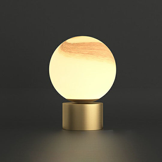 Small Sphere Night Light Glass Table Lamp with Gold Base - Simple and Elegant