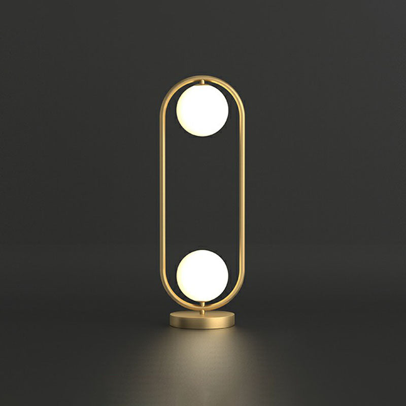 Gold Finish Nightstand Lamp with Cream Glass Shade - Elegant 2-Bulb Bedroom Table Light