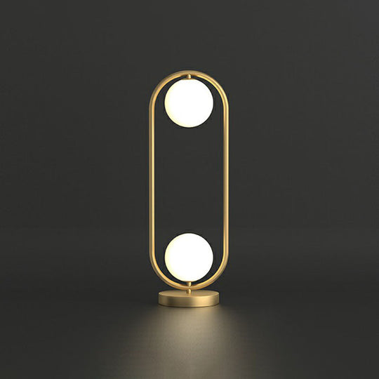 Gold Finish Nightstand Lamp with Cream Glass Shade - Elegant 2-Bulb Bedroom Table Light