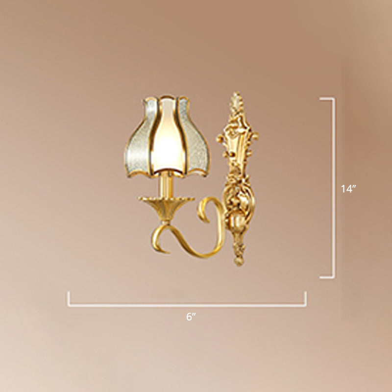 Traditional Brass Wall Mount Light with Beveled Glass - Living Room Fixture