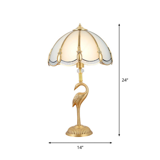 Minimalist Peacock Feather Beveled Glass Table Lamp in Brass – 1-Light Living Room Nightstand Lighting