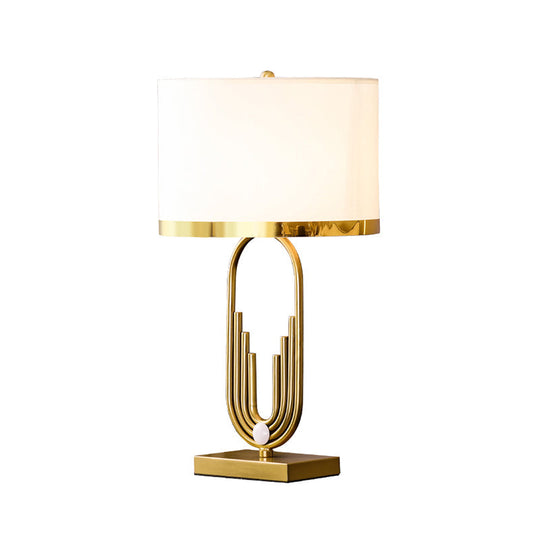 Minimalist 1-Light Table Lamp with Fabric Drum Shade - Ideal for Living Room Nightstands