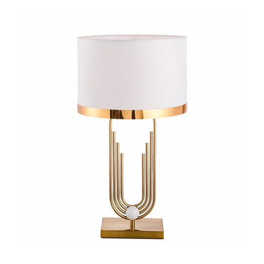 Minimalist 1-Light Table Lamp with Fabric Drum Shade - Ideal for Living Room Nightstands