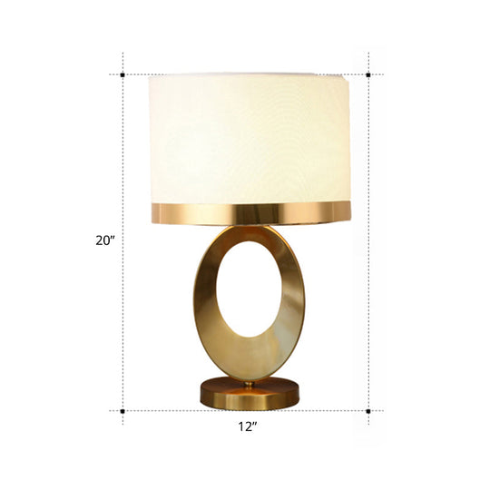 Classic Drum Shade Table Lamp - Elegant 1-Head Fabric Nightstand Lighting for Study Room