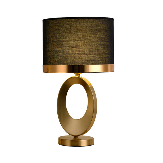 Classic Drum Shade Table Lamp - Elegant 1-Head Fabric Nightstand Lighting for Study Room