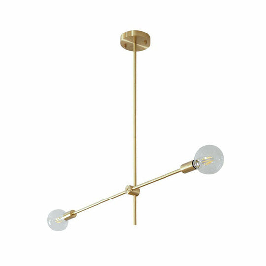 Modern Rotating Arm Chandelier - Sleek Metallic Living Room Ceiling Lamp with Open Bulb Design