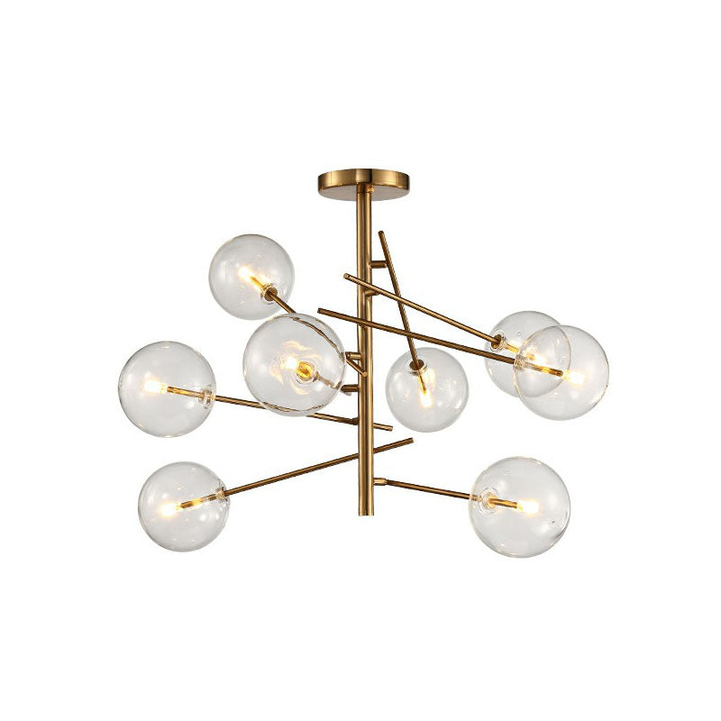 Gold Clear Glass Chandelier: Ball Restaurant Suspension Light with Postmodern Style