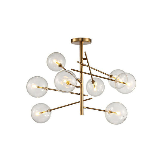 Gold Clear Glass Chandelier: Ball Restaurant Suspension Light with Postmodern Style