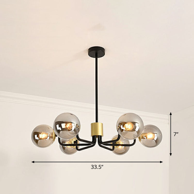 Radial Metal Ball Glass Chandelier – Modern Suspension Light for Living Room