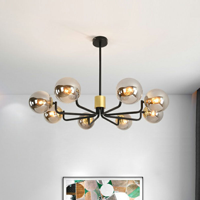 Radial Metal Ball Glass Chandelier – Modern Suspension Light for Living Room