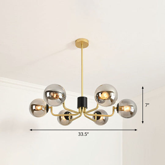 Radial Metal Ball Glass Chandelier – Modern Suspension Light for Living Room