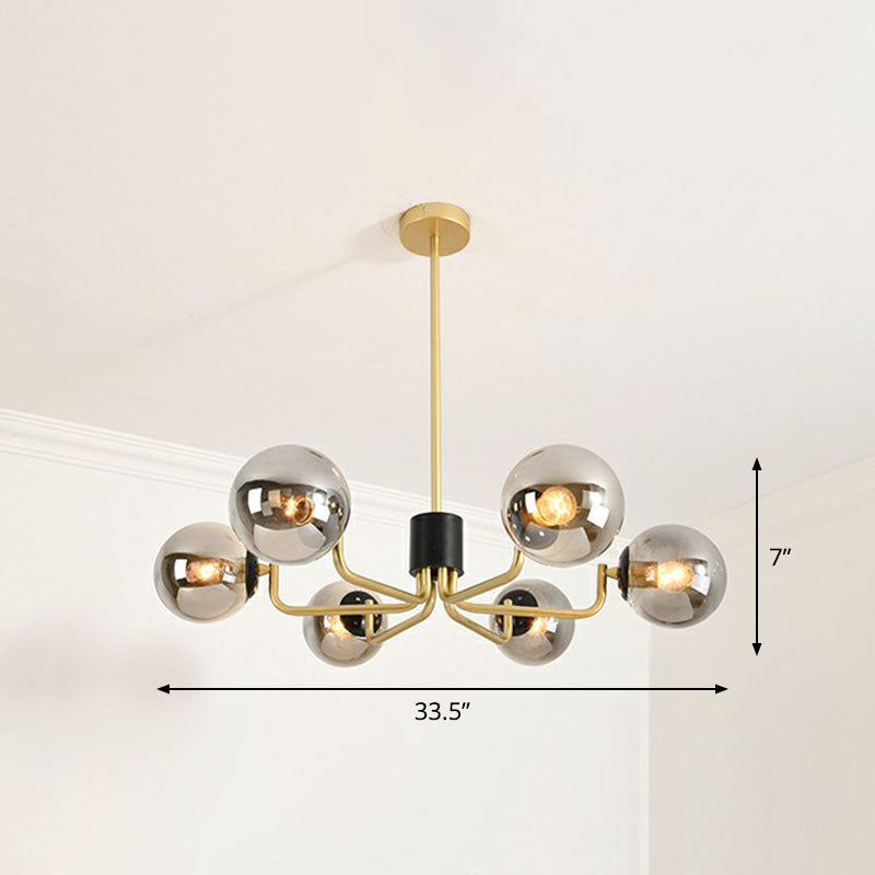Radial Metal Ball Glass Chandelier – Modern Suspension Light for Living Room