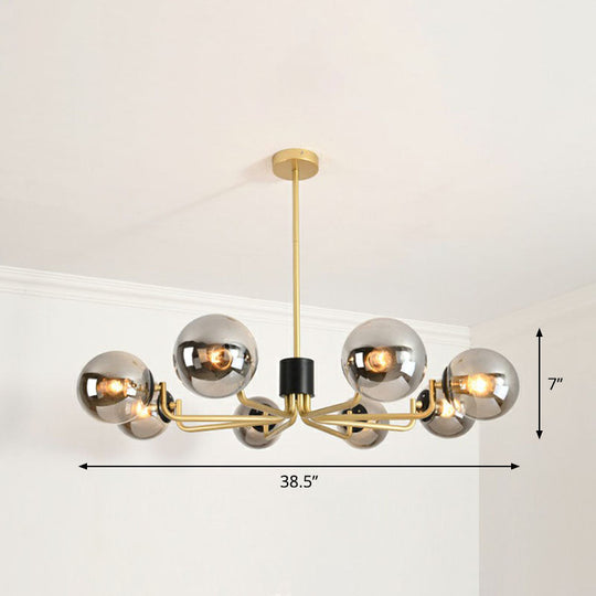 Radial Metal Ball Glass Chandelier – Modern Suspension Light for Living Room