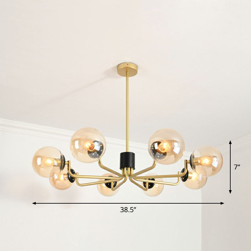Radial Metal Ball Glass Chandelier – Modern Suspension Light for Living Room