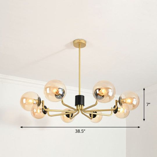 Radial Metal Ball Glass Chandelier – Modern Suspension Light for Living Room
