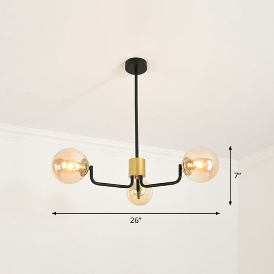 Radial Metal Ball Glass Chandelier – Modern Suspension Light for Living Room