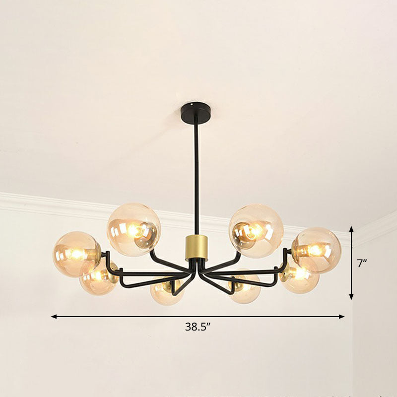 Radial Metal Ball Glass Chandelier – Modern Suspension Light for Living Room