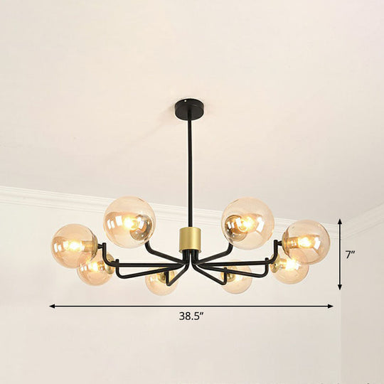 Radial Metal Ball Glass Chandelier – Modern Suspension Light for Living Room