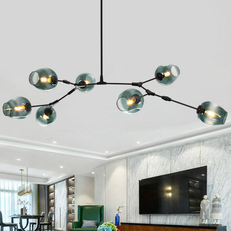 Nordic Glass Pendant Chandelier - 7 Heads Dimple Lighting for Living Room