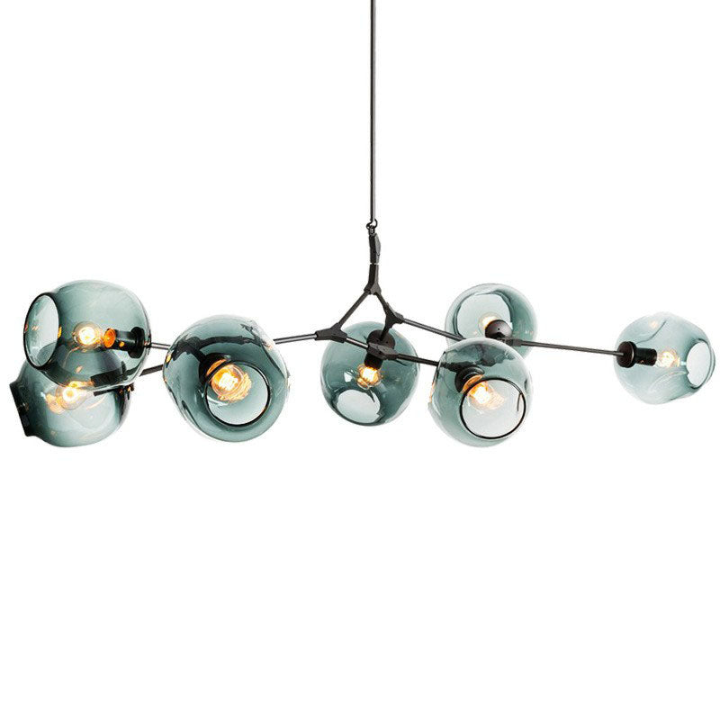 Nordic Glass Pendant Chandelier - 7 Heads Dimple Lighting for Living Room