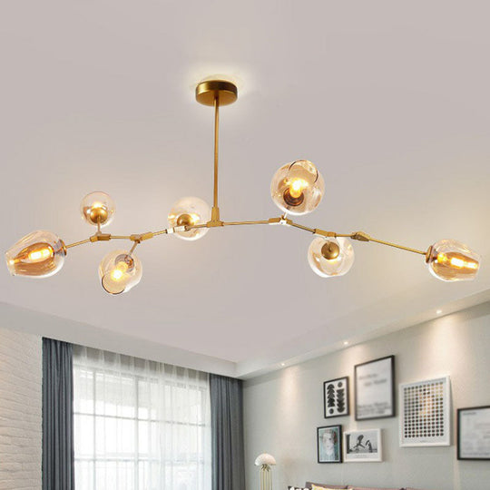 Nordic Glass Pendant Chandelier - 7 Heads Dimple Lighting for Living Room