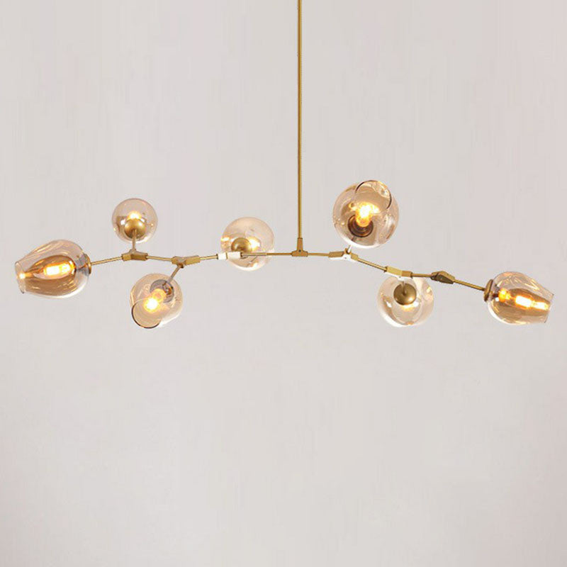 Nordic Glass Pendant Chandelier - 7 Heads Dimple Lighting for Living Room