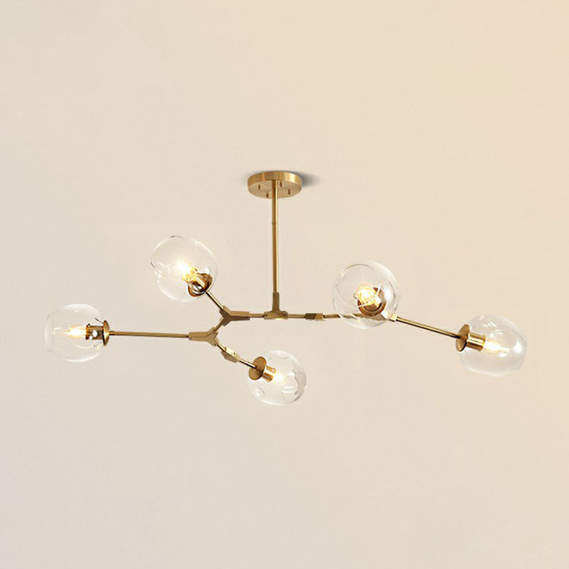 Gold Glass Postmodern DNA Ceiling Light Chandelier for Living Room