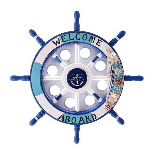 Mediterranean LED Pirate Ship Rudder Ceiling Lamp for Kids' Bedroom