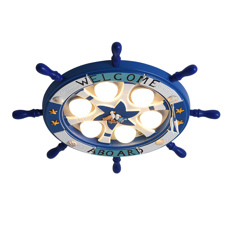 Kids' Room Cartoon Rudder LED Flush-Mount Ceiling Light Fixture