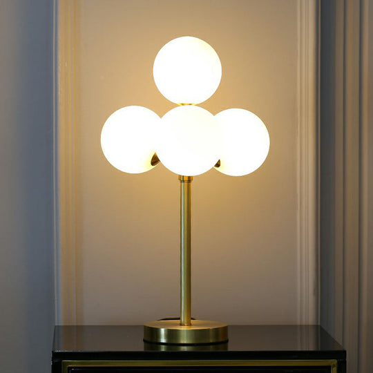 Modern Gold Ball Tree Shape Table Lamp with 4 Cream Glass Lights