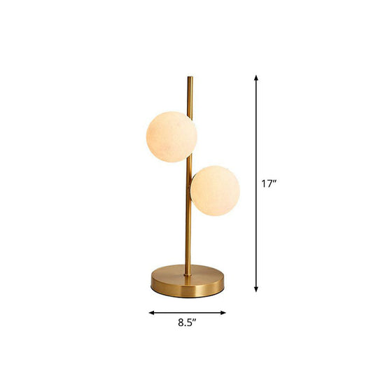 Gold Plated Opaline Glass Ball Table Lamp - Sleek Bedroom Nightstand Light