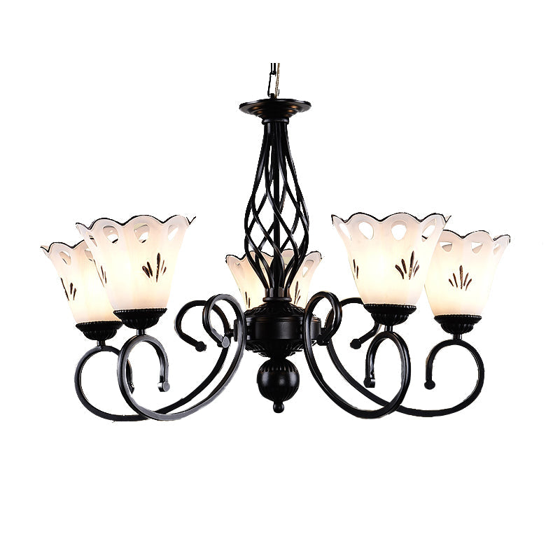 Traditional Black Floral Chandelier - Metal Ceiling Light with 5/6/8 lights - Living Room Fixture