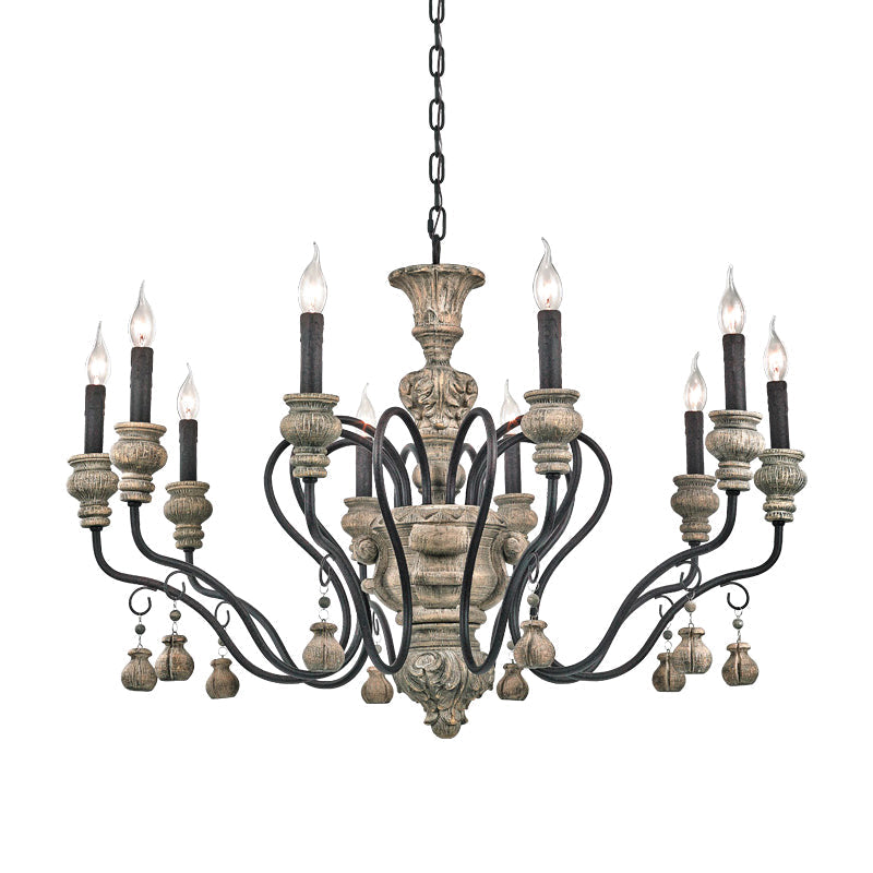 Traditional Grey Resin Chandelier – Candelabra Ceiling Lighting for Your Living Room