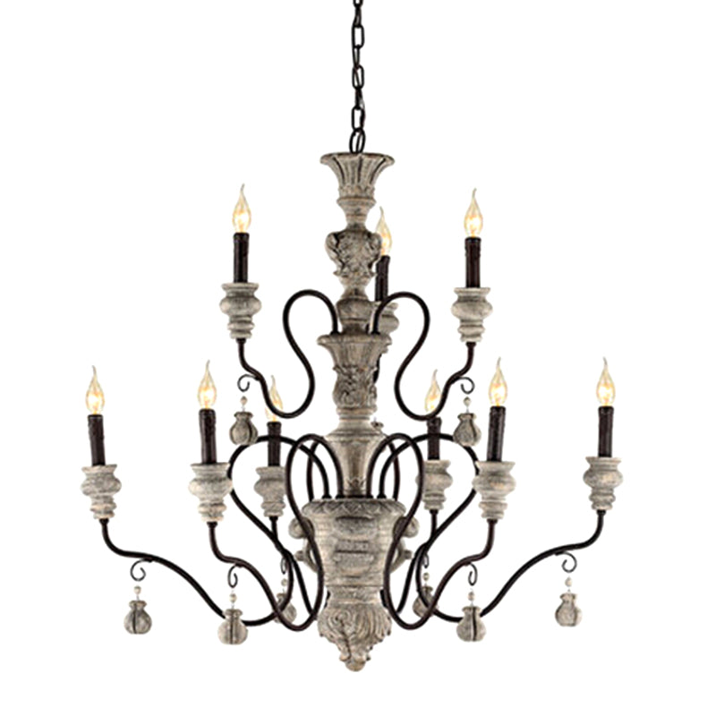Traditional Grey Resin Chandelier – Candelabra Ceiling Lighting for Your Living Room