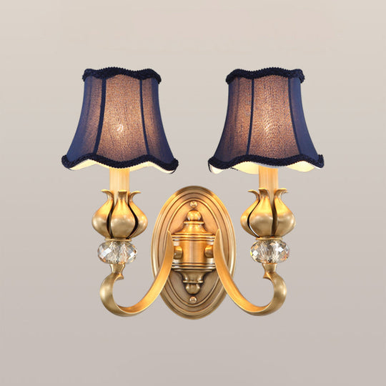 Traditional Fabric Wall Sconce Light Fixture with Scalloped Trim - Flare