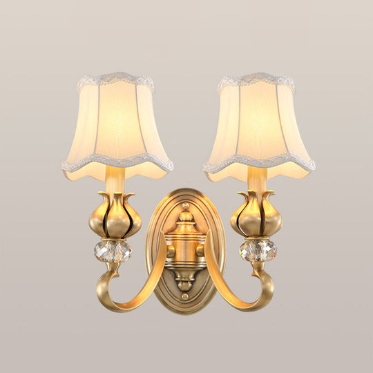 Traditional Fabric Wall Sconce Light Fixture with Scalloped Trim - Flare