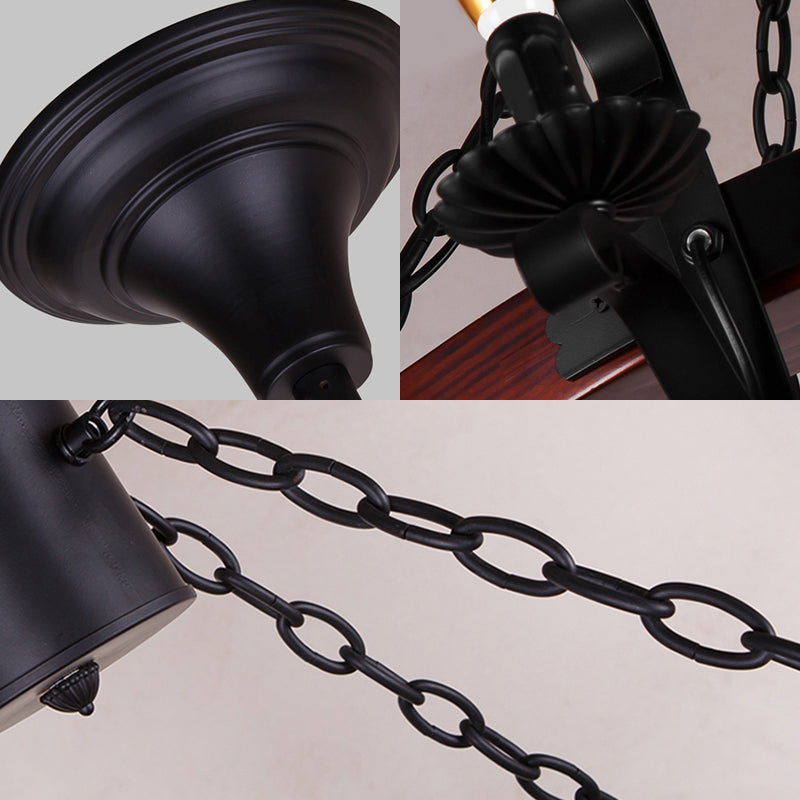 Rustic Wood Candle Chandelier - Red Brown, 3/5/6 Lights - Dining Room Hanging Light