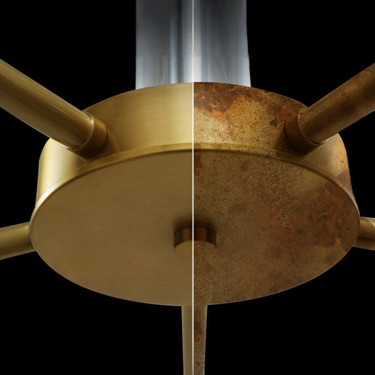 Minimalist 6-Light Bell Pendant Chandelier in Gold with Frosted White Glass