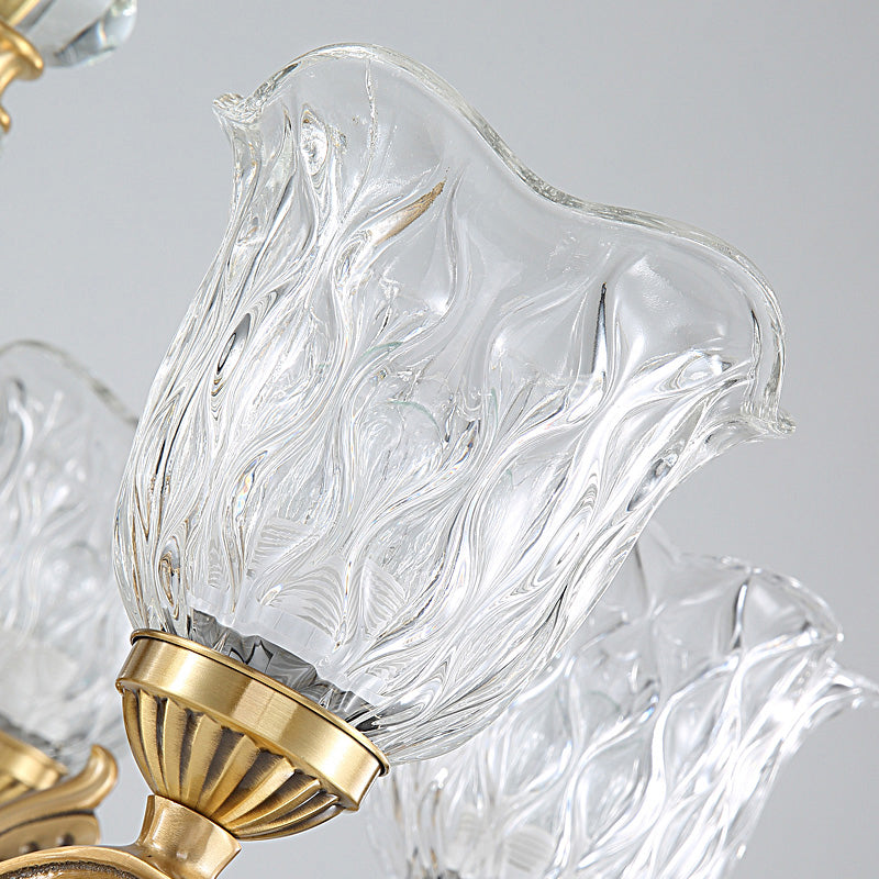 Bronze Finish Ruffle Wall Sconce Light with Traditional Wavy Glass - Bedroom Décor