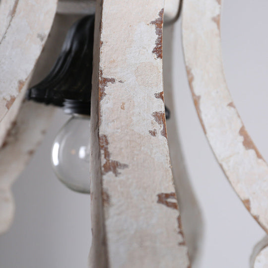 Rustic Wooden Lantern Pendant Ceiling Light - Distressed White Hanging Kit, 1-Light Design