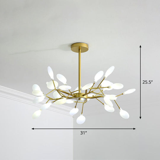 Modern Gold Finish Firefly Hanging Lamp: Acrylic Chandelier Light for Living Room