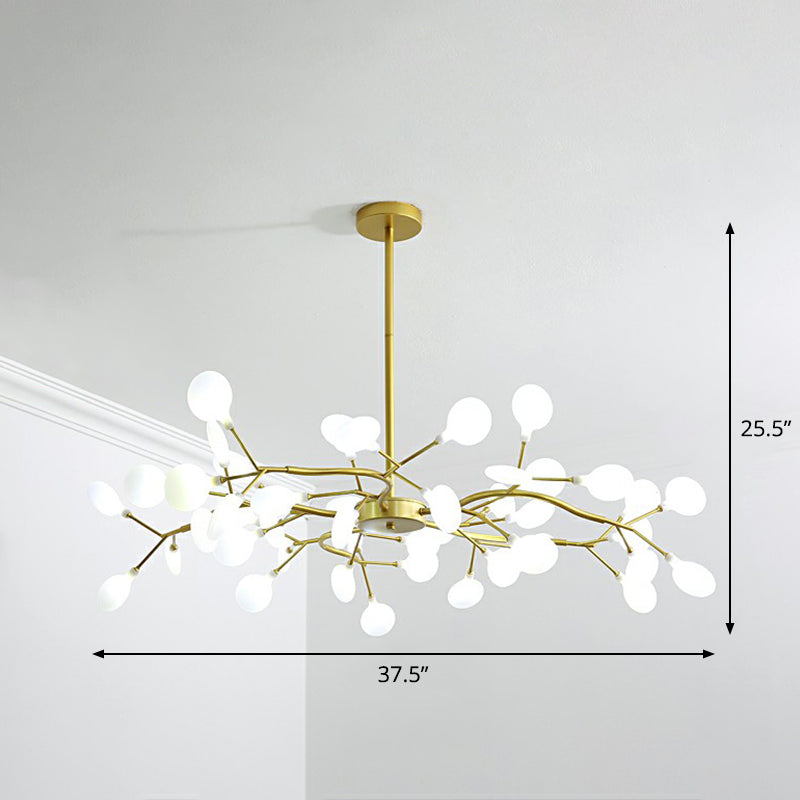 Modern Gold Finish Firefly Hanging Lamp: Acrylic Chandelier Light for Living Room