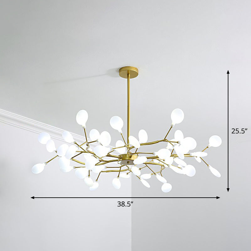 Modern Gold Finish Firefly Hanging Lamp: Acrylic Chandelier Light for Living Room