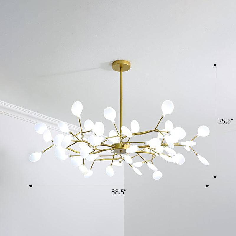 Modern Gold Finish Firefly Hanging Lamp: Acrylic Chandelier Light for Living Room