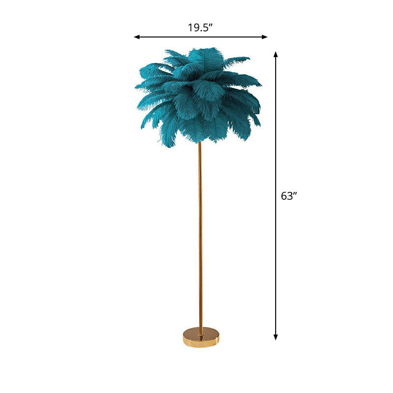 Nordic Style Feather Palm Tree 1-Light Floor Lamp for Girls' Room