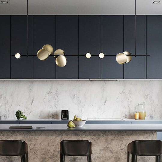 Modern Six-Light Bronze Pendant Chandelier for Creative Kitchen Lighting